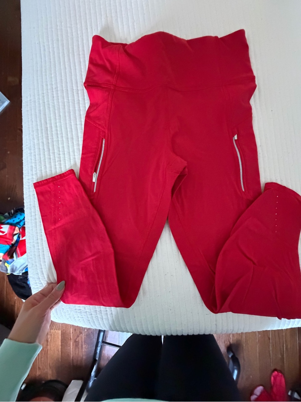 Athleta Bright Red Zippered Performance 7/8 Leggings